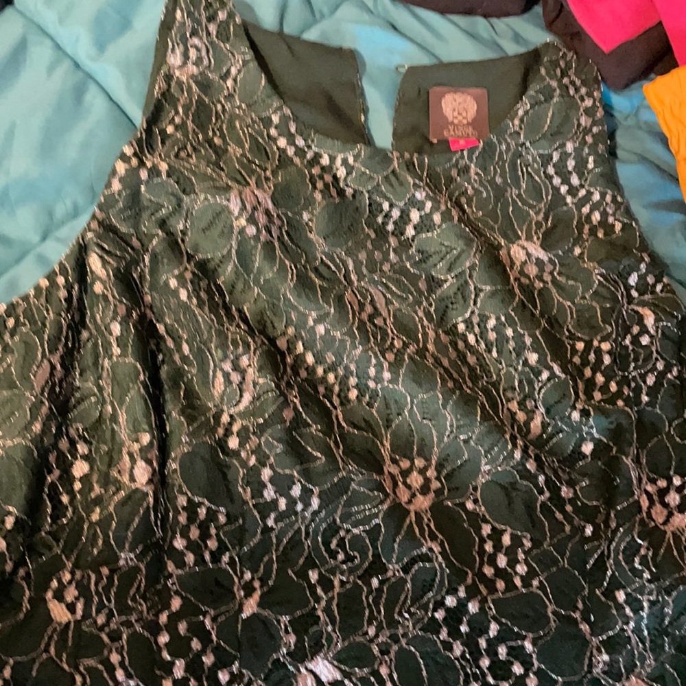 Green and silver lace dress